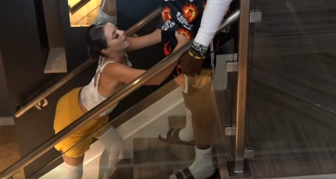 Kylie Quinn gets fucked in stairwell by Louie Smalls