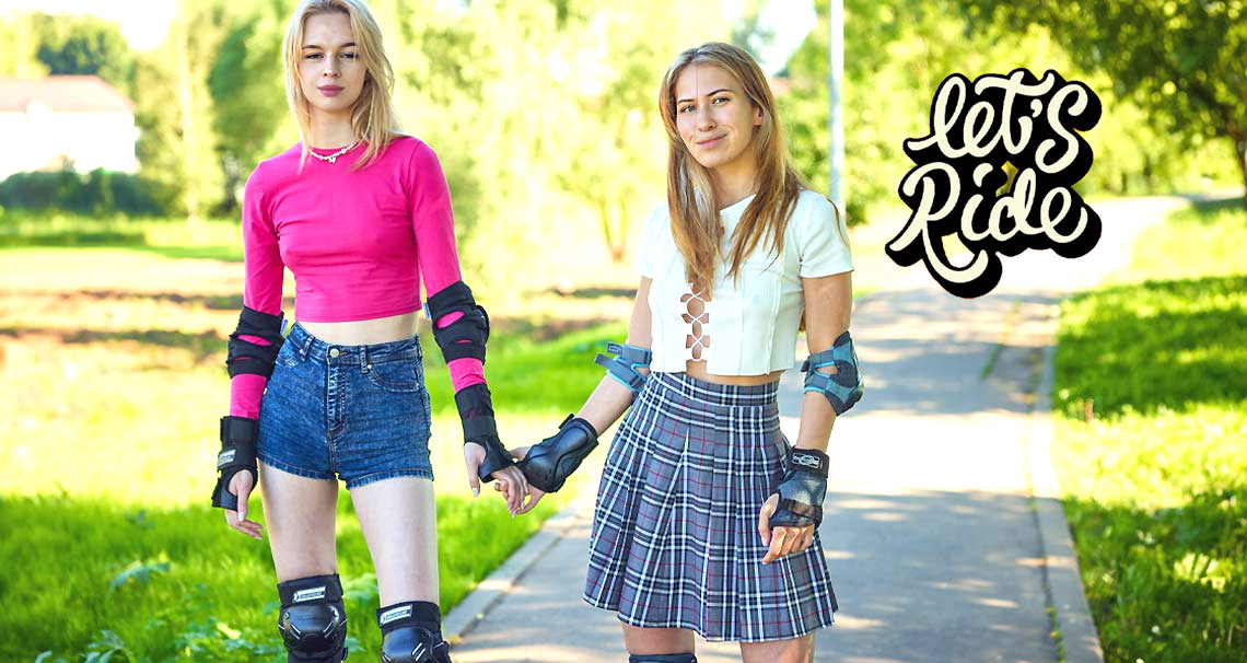 Elloise and Nika horny on rollerblades 