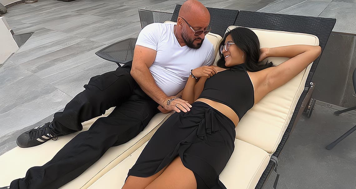 Horny latina by the pool