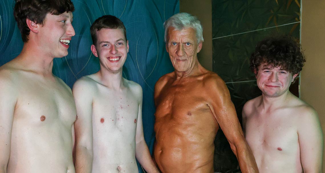 Old Frank with the boys