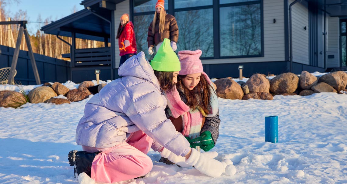 Playful girls love winter