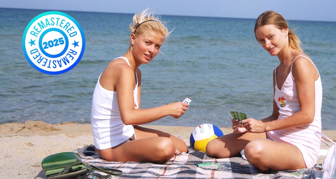 Sunny and July on the beach