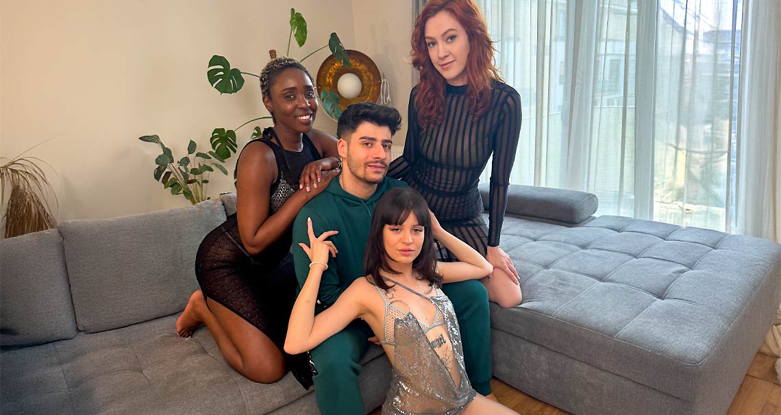 Hot interracial foursome poster