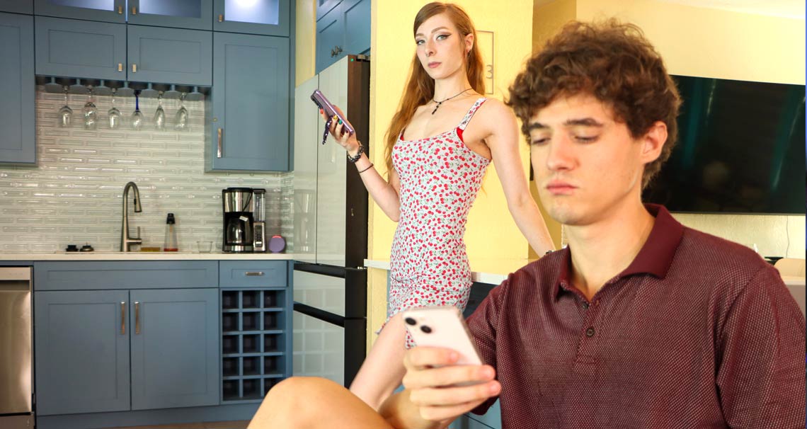 Step-Sis teasing his cock