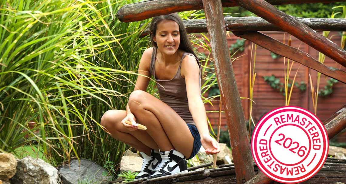 Adriana finger fucks in the garden