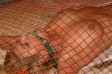 Bound and ballgagged babe fish-trapped scene photo 3