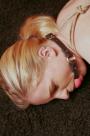 Blondy tied tit-grabbed and ballgagged scene photo 6