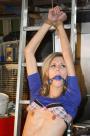 Irena tied to ladder ballgagged titgrabbed scene photo 10