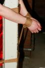 Lady in red Pole-tied cleavegagged scene photo 7