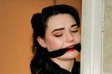 Lady in red Pole-tied cleavegagged scene photo 10