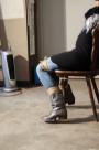 Dutch Girl Chair-tied Mouth Taped Struggling scene photo 5