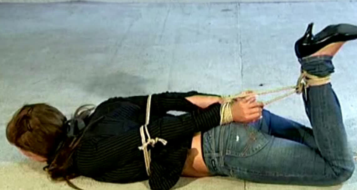 Maya Hogtied Hopping and Re-Hogtied