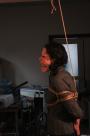 Steffi dangling on rope tightly ballgagged scene photo 3