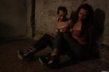Two babes bound up ballgagged tit-grabbed scene photo 8