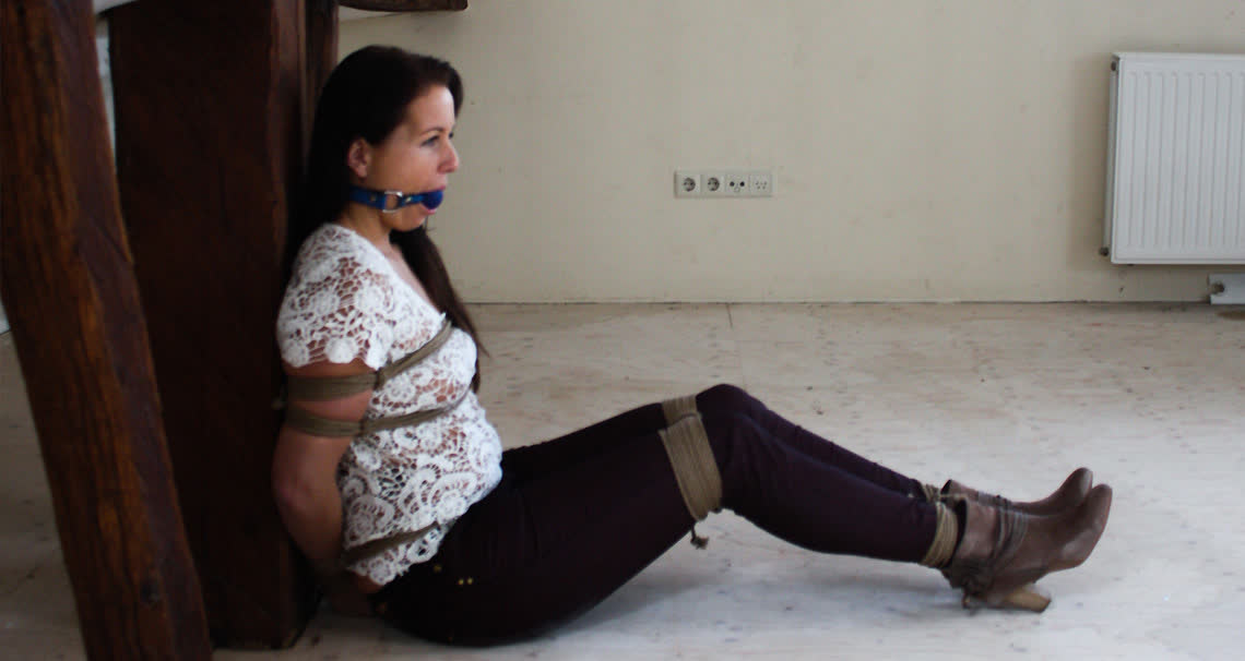 Fetish porn video - Damsel tied up ballgagged