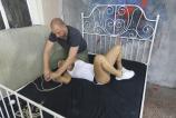 Sexy Morgan getting whipped while struggling scene photo 3